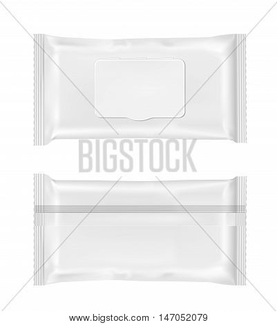 White wet wipes package with flap. Mock up design.