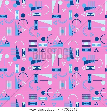 Seamless geometric pattern in retro 80s style Background