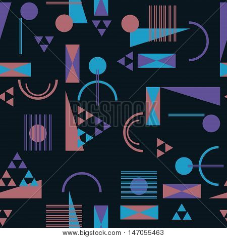Seamless geometric pattern in retro 80s style Background