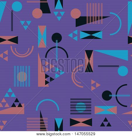 Seamless geometric pattern in retro 80s style Background