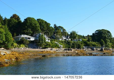 A look at the homes along the coast of Bibber's Island in Maine.
