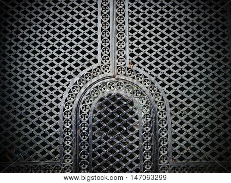 Iron door in the Muslim style. In oriental style. In one of the courtyards of the old town.