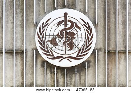 Geneva, Switzerland - August 14, 2016: The World Health Organization also called WHO is a specialized agency of the United Nations that is concerned with international public health