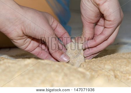 Kneading a dough from Einkorn wheat in a small bakery