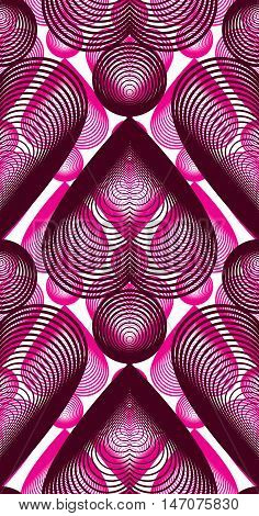 Bright symmetric seamless pattern with overlapping decorative hearts art transparent background.