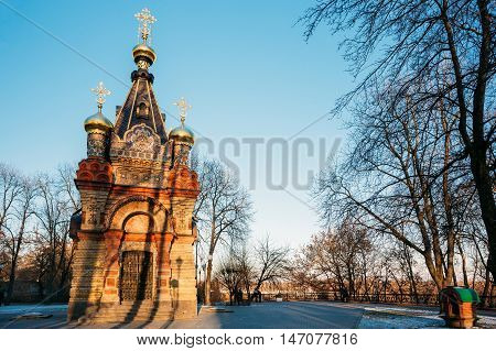 Chapel-tomb of Paskevich, 1870-1889 years, in city park in Gomel, Belarus.