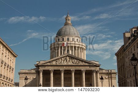 The Pantheon is a secular mausoleum contnaining the remains of distinguished French citizens.Located in 5th arrondissement of Paris on the Mountain Saint Genevieve it looks out over all of Paris.