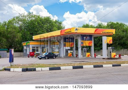 SAMARA RUSSIA - JUNE 26 2016: Rosneft gas station. Rosneft is one of the largest russian oil companies