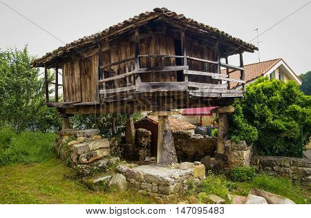 Typical Asturian Granary In Cangas De Onis, Spain
