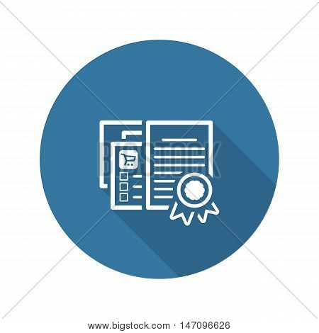 Certified Shop Icon. Flat Design. Isolated Illustration. App Symbol or UI element. Web Pages with Security Certificate.