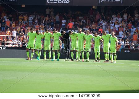 VALENCIA, SPAIN - SEPTEMBER 11th: Real Betis players during Spanish League match between Valencia CF and Real Betis at Mestalla Stadium on September 11, 2016 in Valencia, Spain