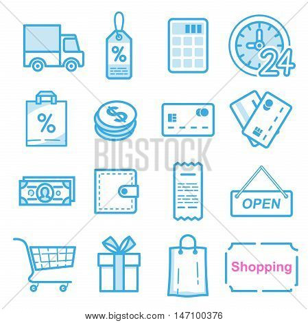 Shopping discount icons set vector illustration eps