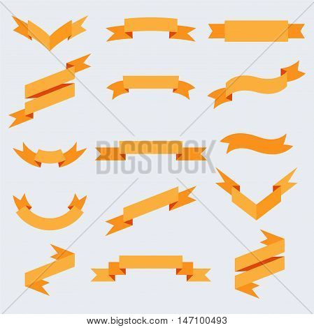 Ribbons orange set template vector illustration eps