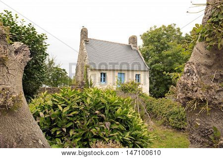 Douarnenez former fisherman's house (dating from the nineteenth century), on the site of Plomarc'h one day of bad weather (Brittany, Finistere, France)