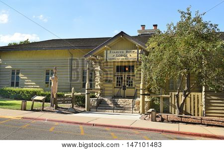 UTICA, ILLINOIS - SEPTEMBER 6, 2016: Starved Rock Lodge Restaurant. On the south bank of the Illinois River, the park hosts over two million visitors annually.