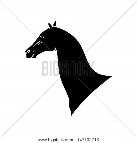 Horse head black silhouette on white background abstract image of a stallion vector illustration