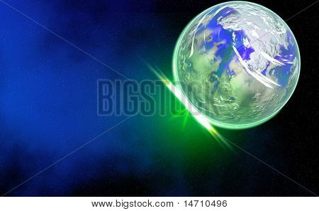 Immagine composita di un pianeta alieno ravvicinato