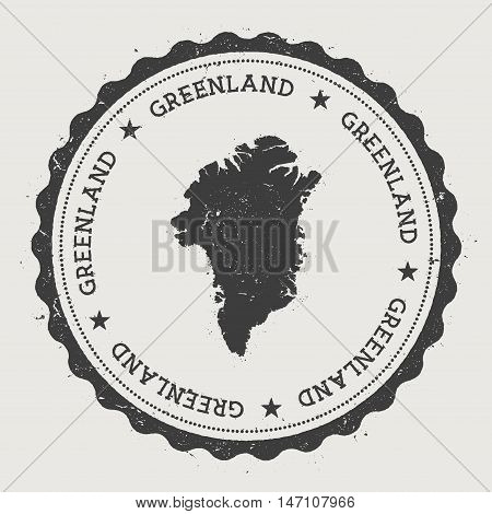 Greenland Hipster Round Rubber Stamp With Country Map. Vintage Passport Stamp With Circular Text And