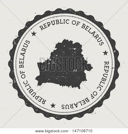 Belarus Hipster Round Rubber Stamp With Country Map. Vintage Passport Stamp With Circular Text And S