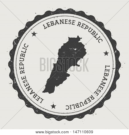 Lebanon Hipster Round Rubber Stamp With Country Map. Vintage Passport Stamp With Circular Text And S