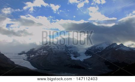 A sunset over the Columbia Icefield, Jasper, Alberta.