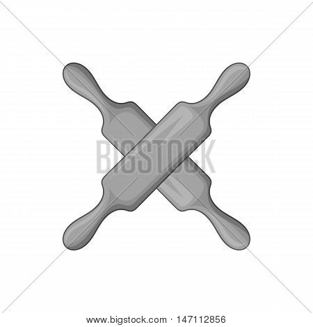 Rolling pin icon in black monochrome style isolated on white background. Baking tools symbol vector illustration
