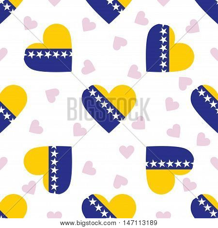 Bosnia And Herzegovina Independence Day Seamless Pattern. Patriotic Background With Country National