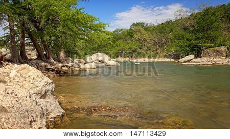 The Pedernales River runs through Pedernales Falls State Park in Texas