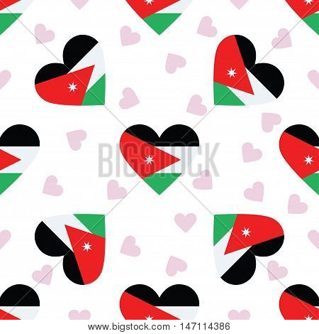 Jordan Independence Day Seamless Pattern. Patriotic Background With Country National Flag In The Sha