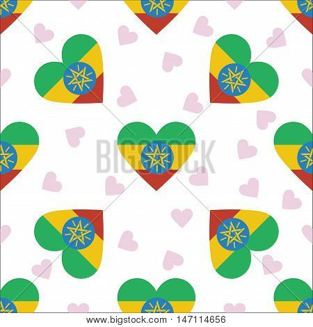 Ethiopia Independence Day Seamless Pattern. Patriotic Background With Country National Flag In The S