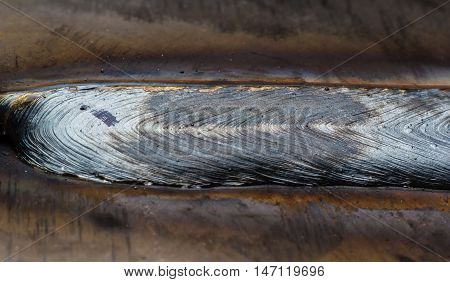 welding seam onto steel sheet metal Industrial steel welder in factory