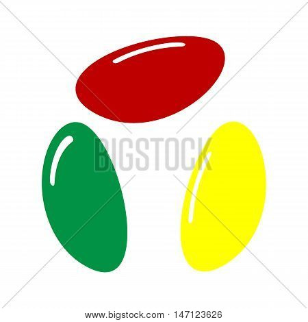 Chiken Egg Sign. Isometric Style Of Red, Green And Yellow Icon.