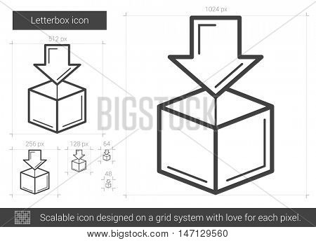 Letterbox vector line icon isolated on white background. Letterbox line icon for infographic, website or app. Scalable icon designed on a grid system.