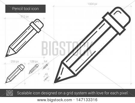 Pencil tool vector line icon isolated on white background. Pencil tool line icon for infographic, website or app. Scalable icon designed on a grid system.