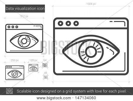 Data visualization vector line icon isolated on white background. Data vizualization line icon for infographic, website or app. Scalable icon designed on a grid system.
