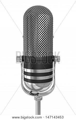 Old chrome microphone isolated 3d illustration black and white
