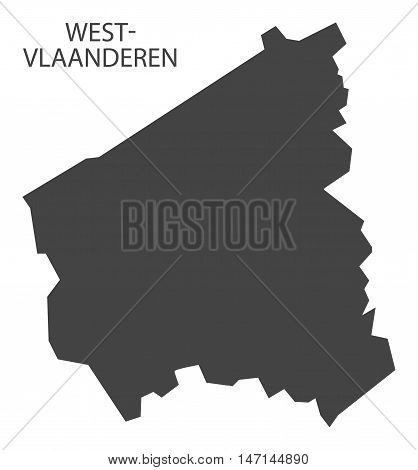 West-Vlaanderen Belgium Map in grey vector high res