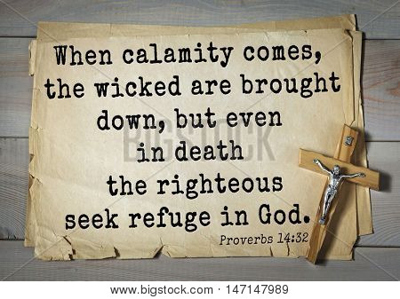 TOP- 100. Bible Verses about Hope.When calamity comes, the wicked are brought down, but even in death the righteous seek refuge in God.