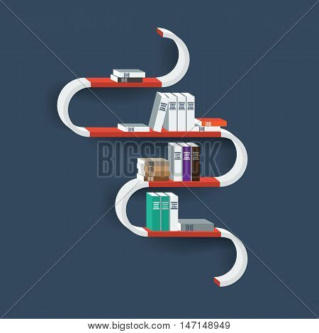 Vector creative Shelf Shelves Isolated on Wall Background. Books on shelf. Display Mock-up