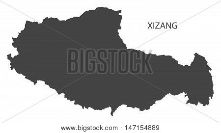 Xizang China Map in grey vector high res