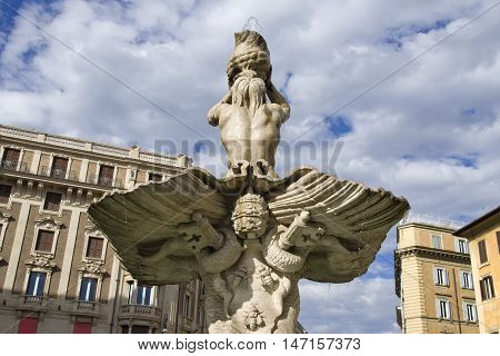 Fontana del Tritone in Piazza Barberini Rome Italy
