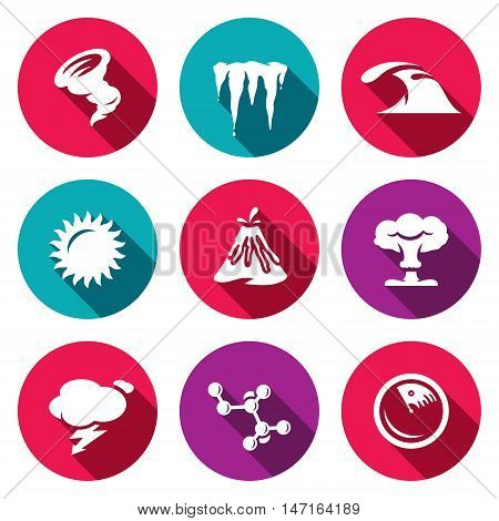 Hurricane, Icicles, Wave, Sun Volcanoe Nuclear Explosion Lightning Bacteria Radar