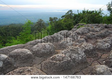 Cup shaped stone. The Pa Hin Ngam National Park in Chaiyaphum Thailand