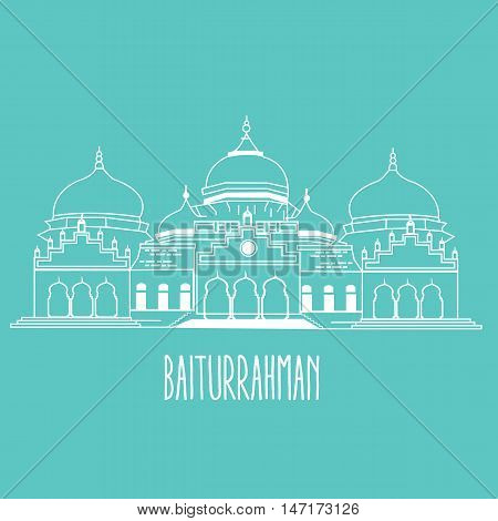 baiturrahman mosque Islam historic building in Aceh Indonesia vector