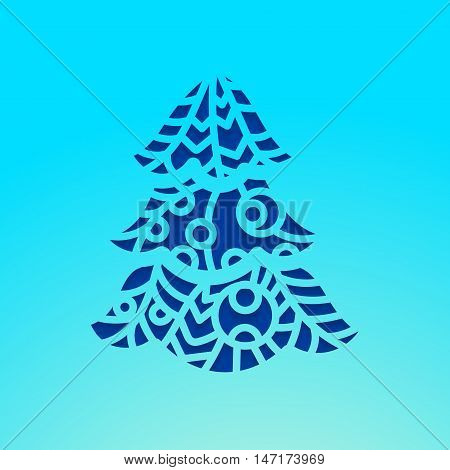 Christmas tree. Laser cutting template pumpkin for Happy New Year. Cutting file. Lettering silhouette pattern. Die Cut vector. Cardmaking. EasyPrintPD