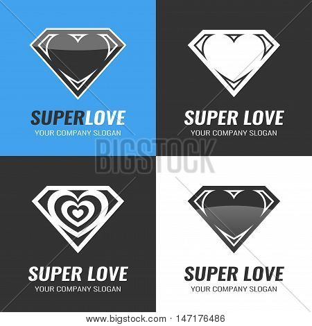 Logo Set of hearts. Super love. Vector