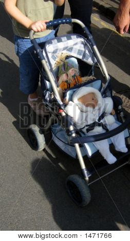 Doll & Scarecrows In A Buggy/Pushchair. Kids' Toys. 