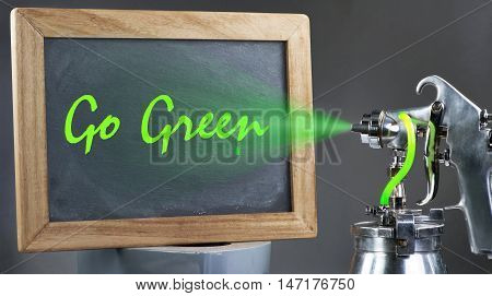 Go Green painted on new sign board.