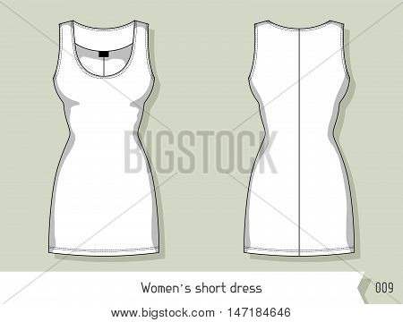 Women short dress. Template for design, easily editable by layers.
