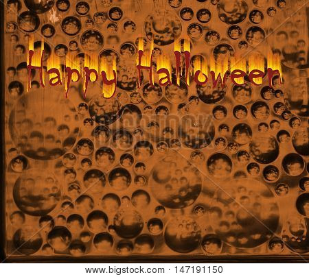 Halloween sign of witch devils vampireghost in pumpkin